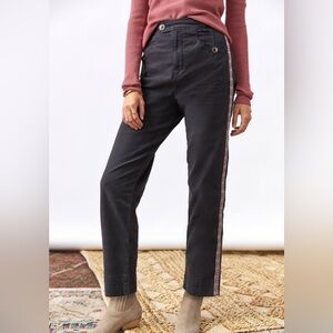 By Anthropologie Tapered Side Stripe Faded Black Cropped Pants 4